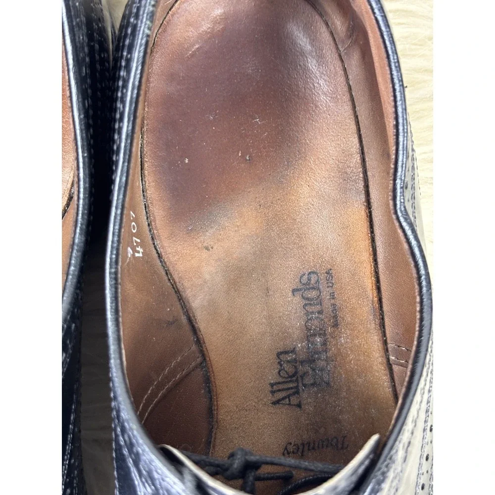 Vintage Allen Edmonds Townley Wingtip Shoes Mens 9A Black Leather Brogue Oxford